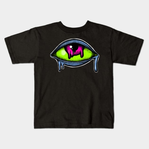 Melting Eye Kids T-Shirt by fakeface